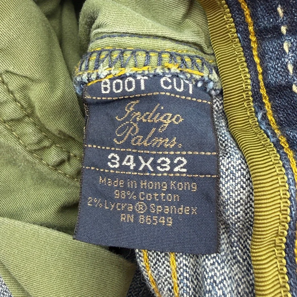 Indigo Palms Mens Boot Cut Jeans Medium Wash Blue Denim 34x32 Stretch RN 86549